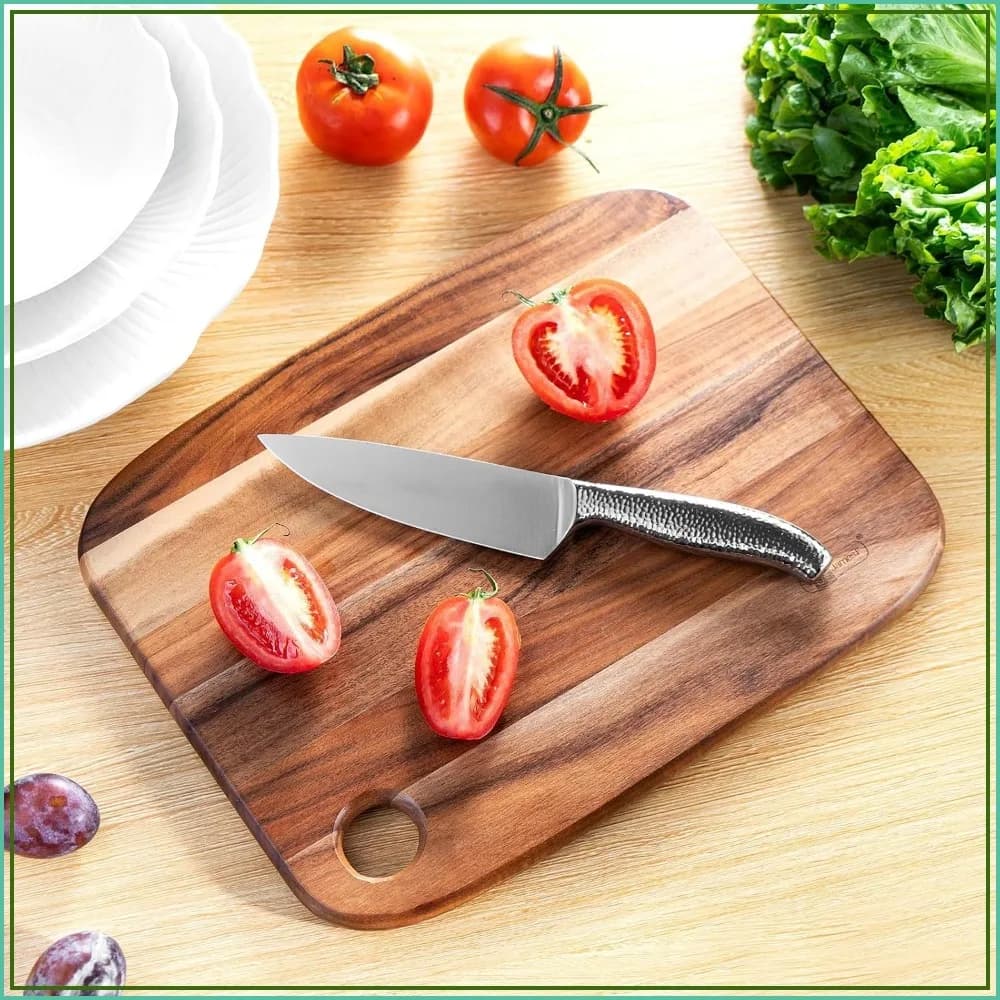 Acacia Wood Cutting Board for Kitchen, Heavy Duty Chopping Board with Hanging Hole, Knife Friendly, 3 Sizes
