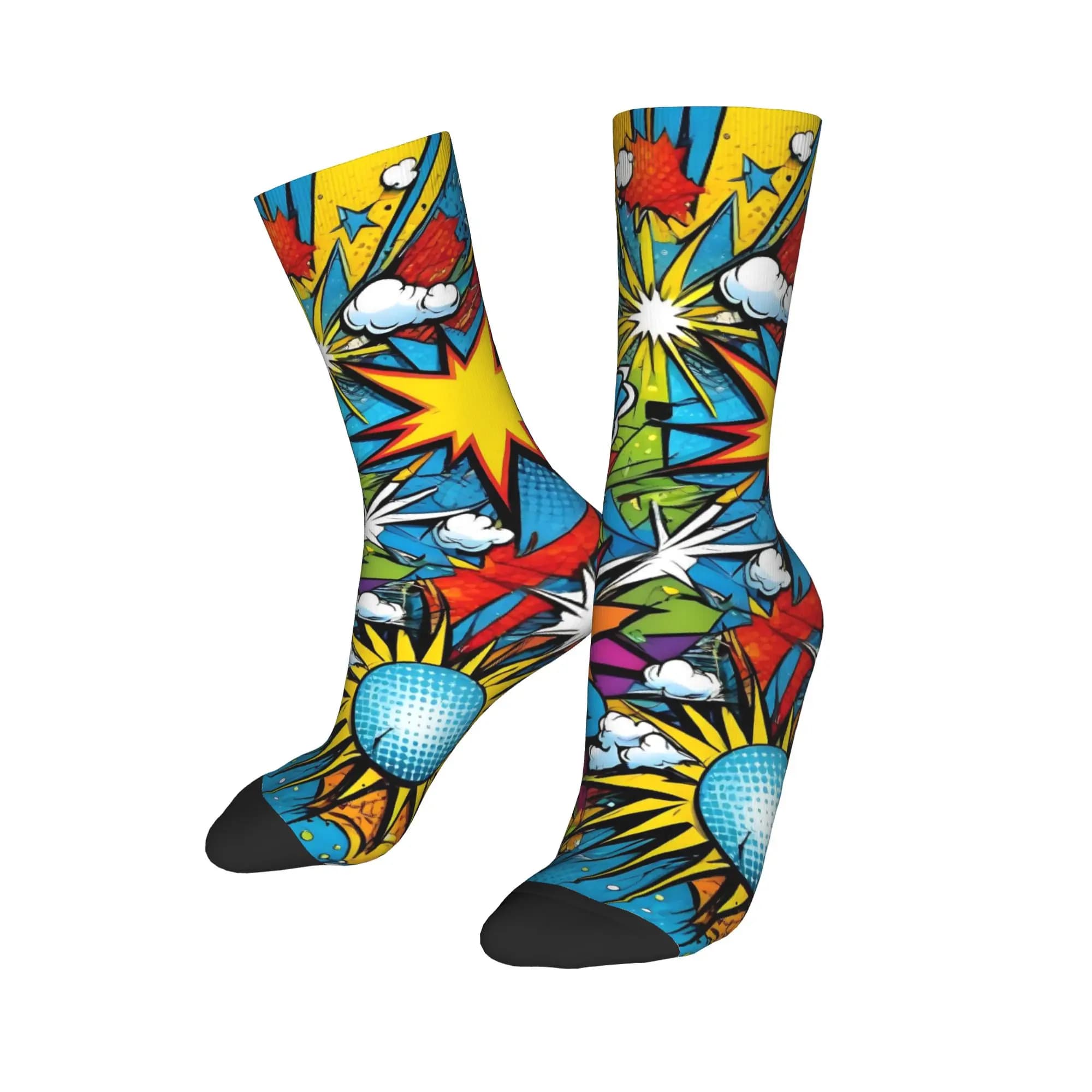 Autumn Winter Casual Men's Women's Pop Art Boom Socks Sweat Absorbing Middle Tube Socks