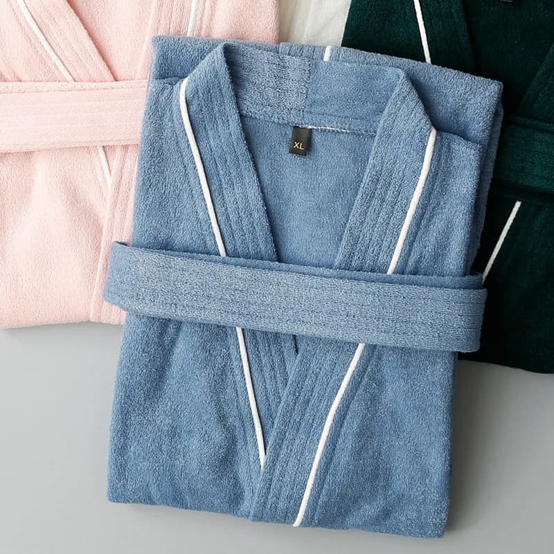 Large sponge bathrobe, kimono dress, short sleeve dress, home dress, couple, nightwear, wide and casual