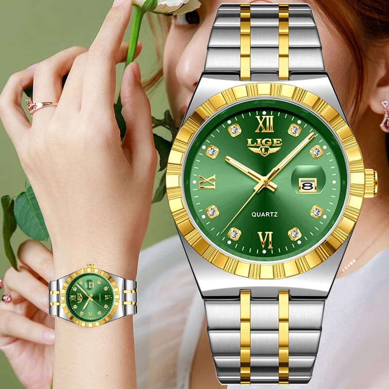 Orologio da donna LIGE, orologi creativi semplici e luminosi, calendario in acciaio inossidabile, orologio al quarzo impermeabile per donna, Relogio Feminino