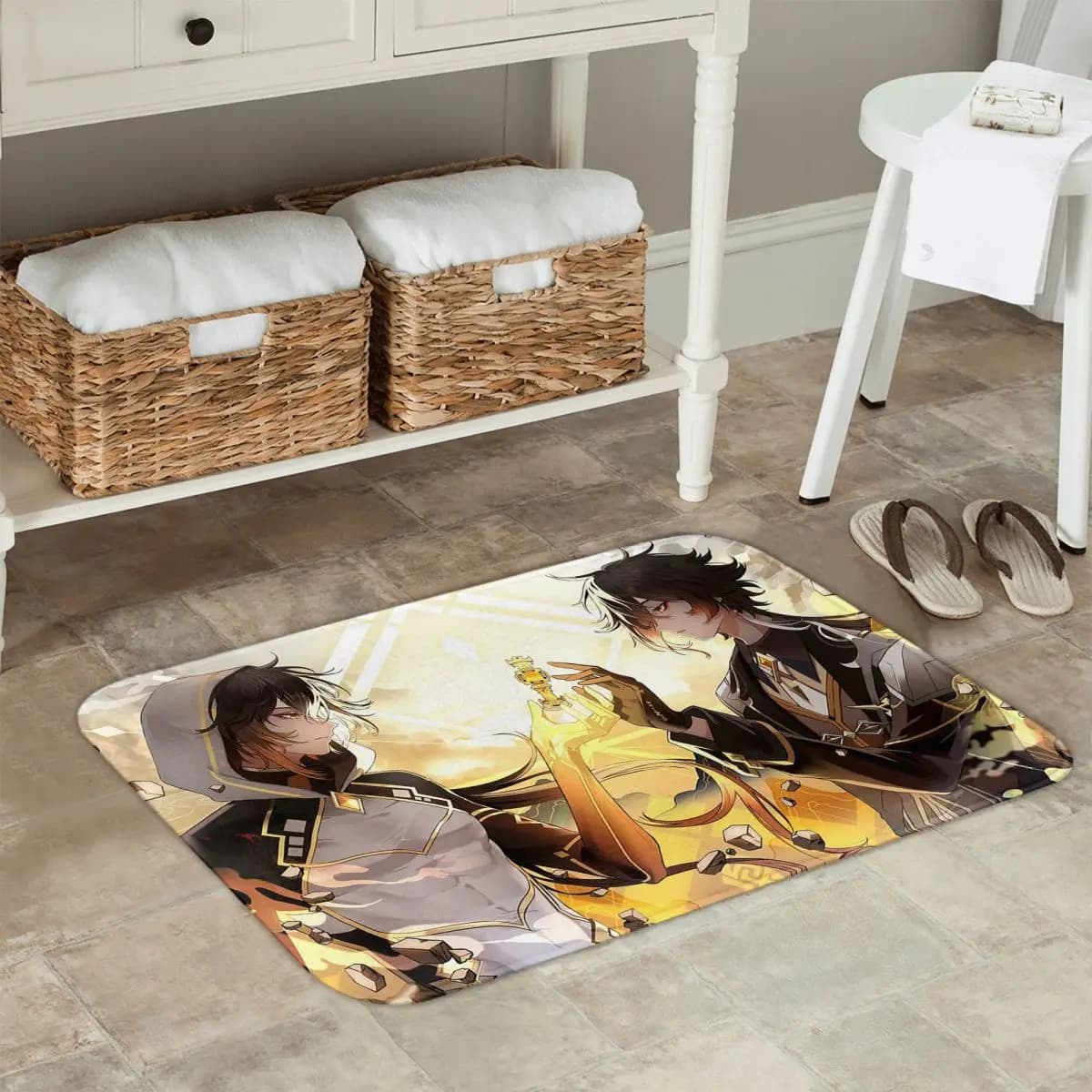 Zhongli Genshin Impact Anime Game Zerbino Anti-slip Mat Kitchen entrance carpet Bathroom Living room