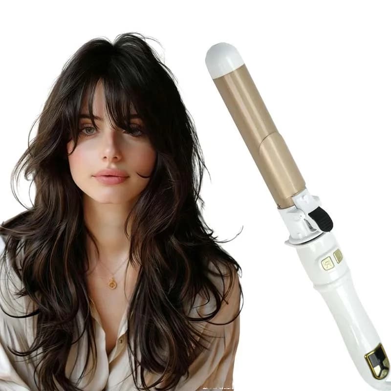 Ceramic Rotating Curling Iron Automatic Hair Curler LED Temperature Display Fast Heating for Household Hotel