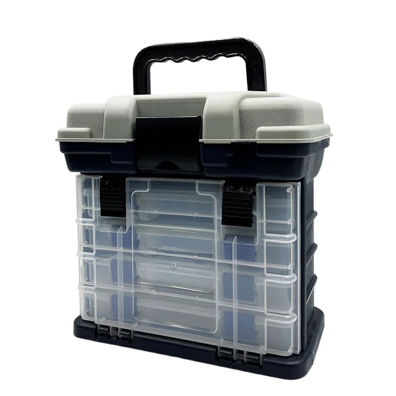 Scatola da Pesca Portatile a 4 Strati con Manico, Contenitore per Accessori da Pesca, Scatole per Esche e Attrezzatura