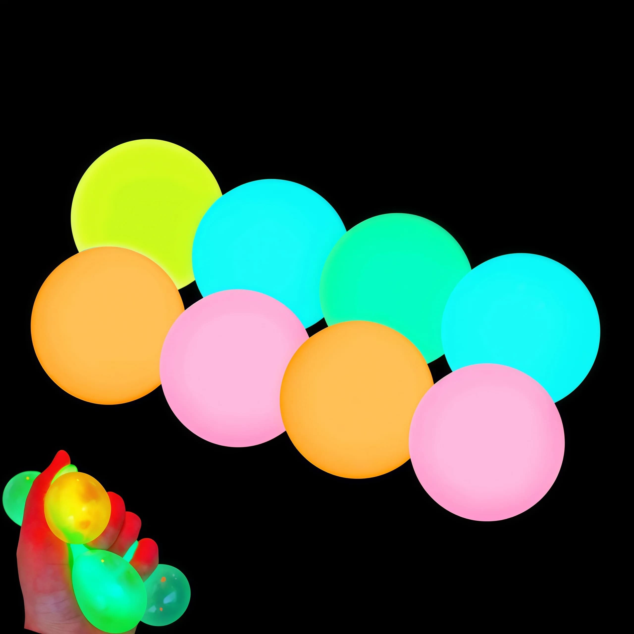 5-20 Palline Rimbalzanti Luminose al Buio, Giocattoli Antistress in Gomma per Bambini, Regali di Compleanno, Regali di San Valentino, Premi per la Classe