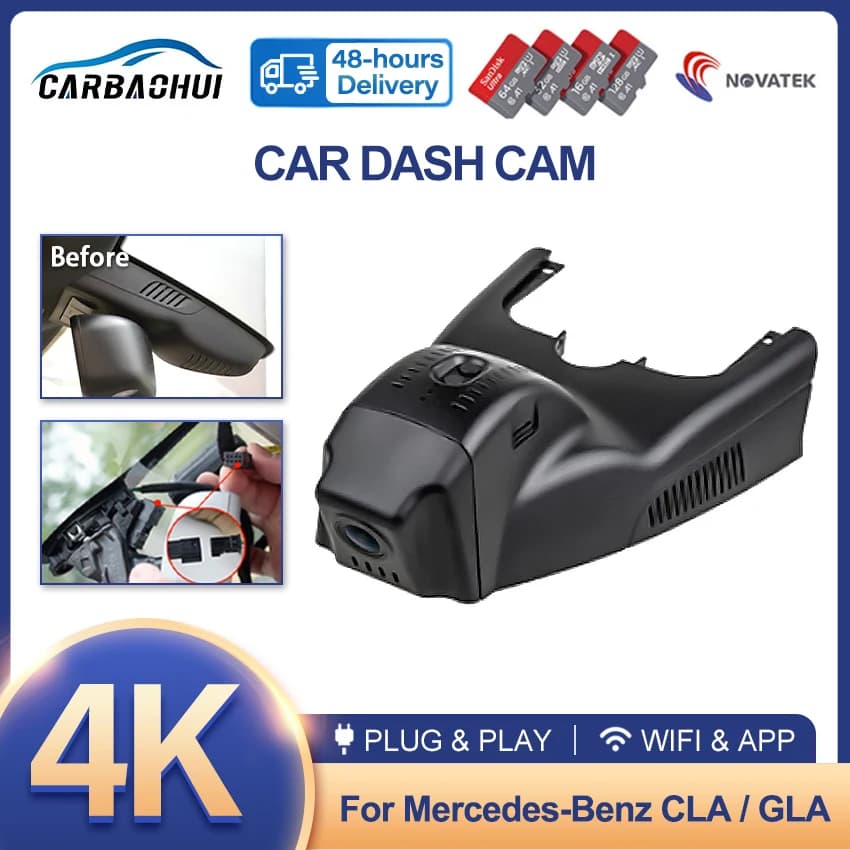 For Mercedes Benz CLA GLA X156 CLA200 GLS250 W176 W177 4K HD 2160P Car DVR Wifi Video Recorder Plug and Play Dash Cam Camera