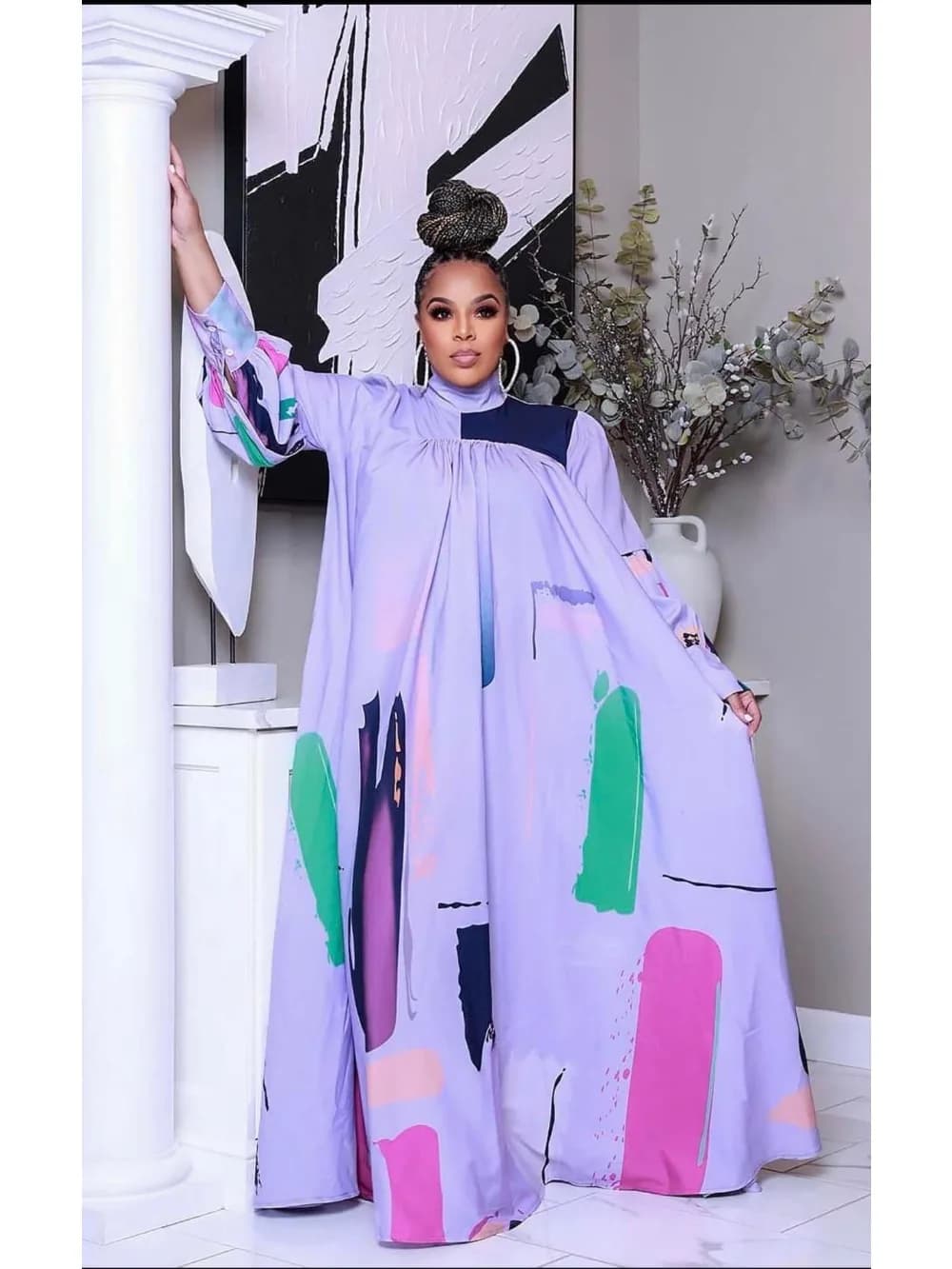 Donne musulmane Stampa Abito lungo Eid Abaya Jalabiya Robe Ramadan Marocco Abiti africani Dubai Caftano Islam Abiti Arabo Abaya