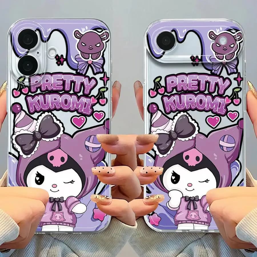 Soft Phone Cover Case for iPhone 17 Pro Max 13 Pro 15 11 XR 17e 14 Plus XS Max 16 12 Mini Air Sanrio Cute Kuromi