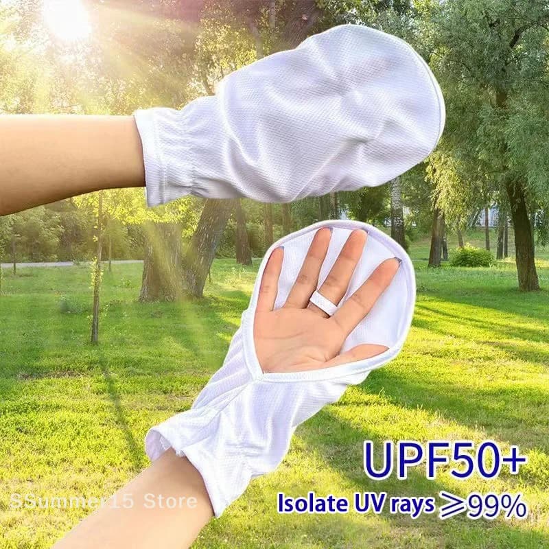 【R】Guanti estivi con protezione UV, guanti sottili e traspiranti per uomo e donna, guanti per ciclismo e sport all'aria aperta, guanti a manica lunga