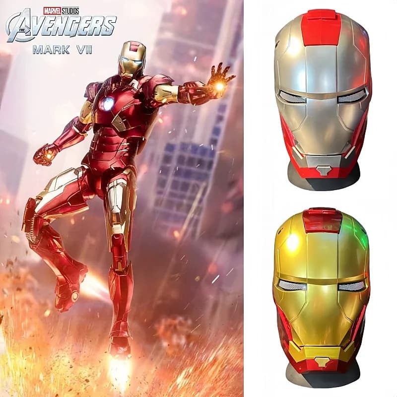 Nuovo casco Hot Iron Man Mk5 Casco Jarvis Emit Light Apertura manuale Chiusura Alta configurazione Giocattoli indossabili da collezione Regalo