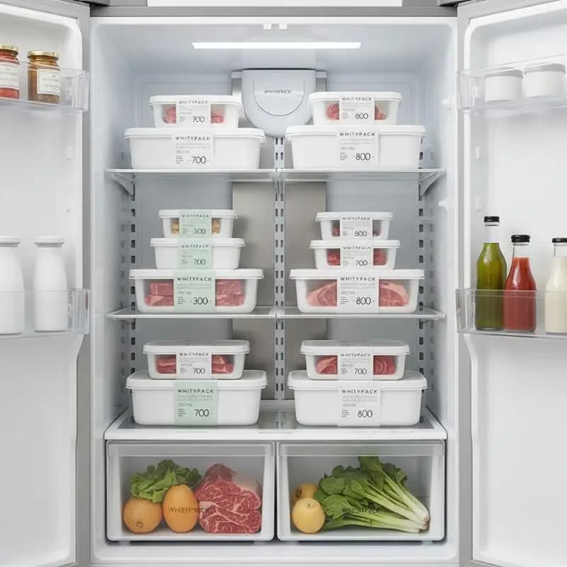Contenitore Universale per Alimenti, Scatola Organizzatrice per Frigorifero e Congelatore, Soluzione per Mantenere Freschi Pesce, Carne e Verdure