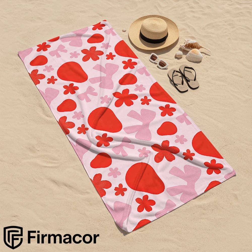Pink Bow Hearts Cartoon Anime Beach Towel Microfiber Quick Dry Super Absorbent Soft Bath Towel for Kids Adults Travel