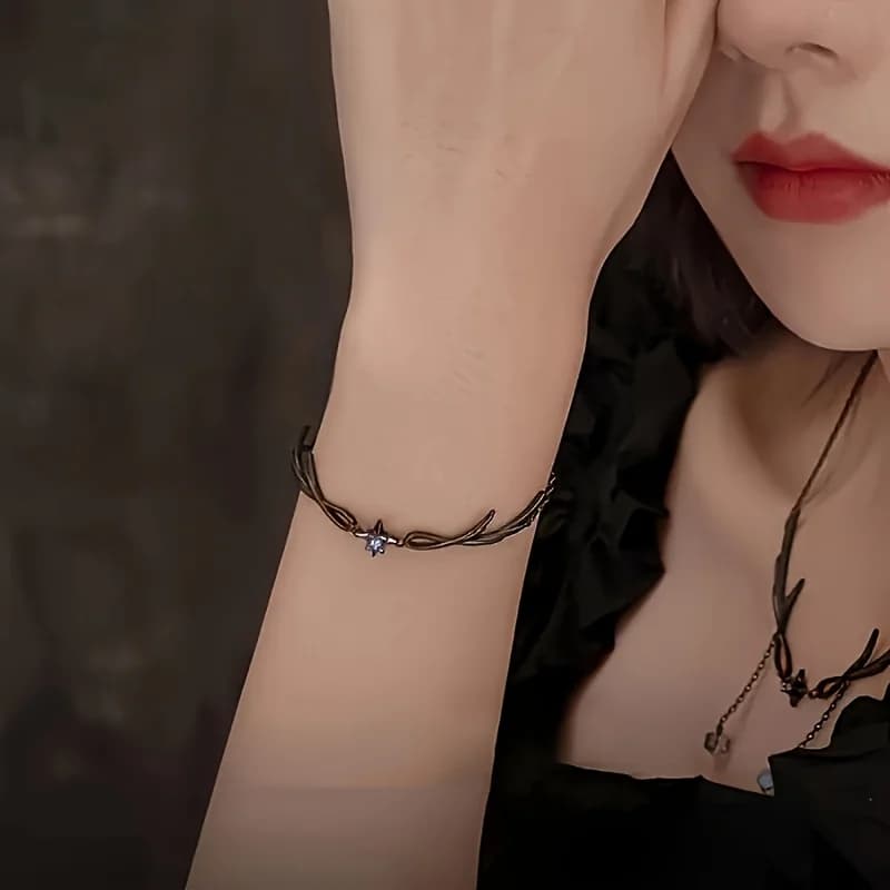 An elegant twilight black wing bracelet, a lucky jewelry gift for women featuring fashion and grace, suitable for daily wear
