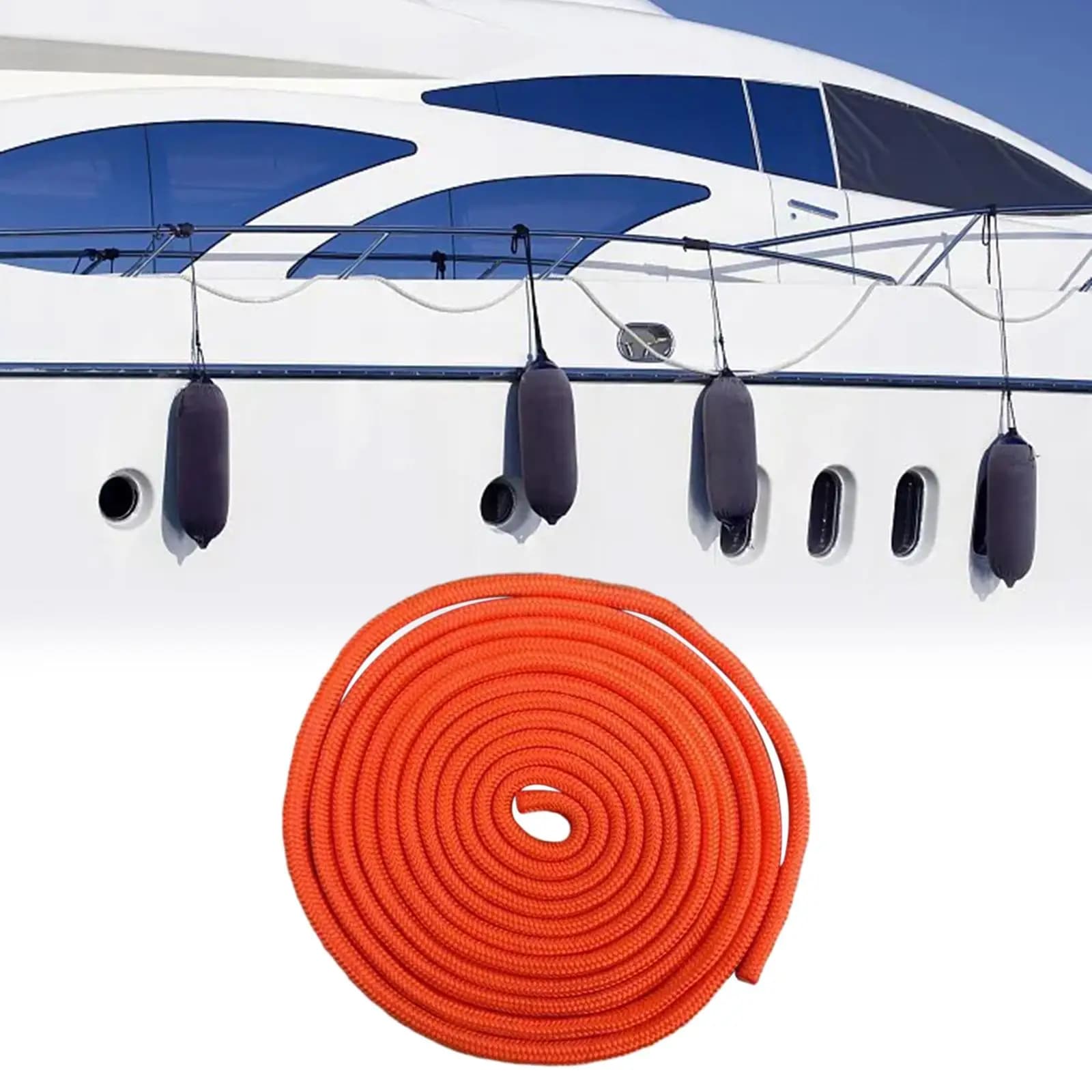 Corda in Poliestere Resistente per Parafanghi di Barche, Protezione per Yacht e Barche a Vela, Accessori Marini