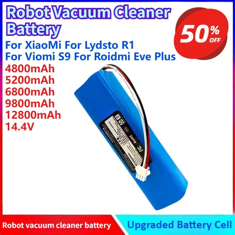 14.4V Rechargeable Li-ion Battery for XiaoMi for Lydsto R1 for Viomi S9 for Roidmi Eve Plus Robot Vacuum Cleaner Battery Pack