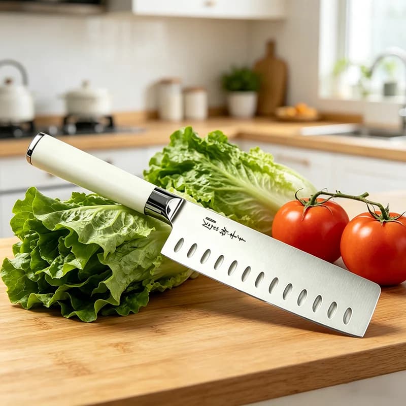 Coltello Nakiri da 6,9 Pollici con Lama in Acciaio Inossidabile 5Cr15MoV e Manico in ABS, Coltello da Chef per Affettare Verdure, Carne e Utensile da Cucina