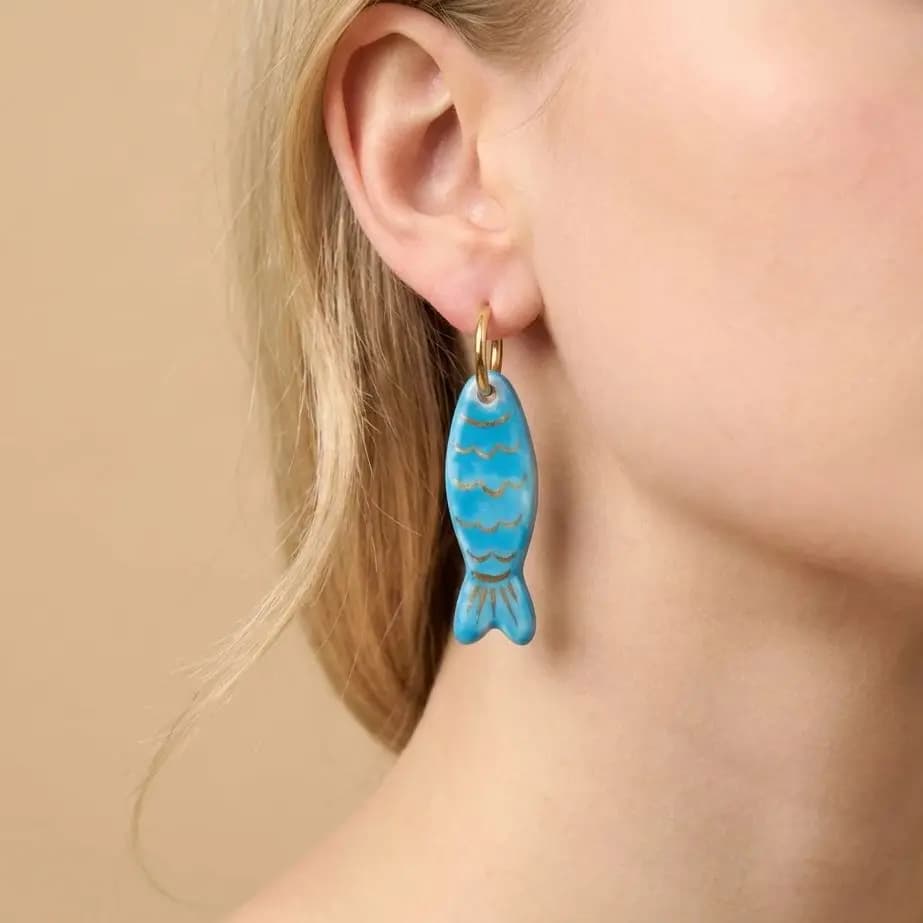 Stainless Steel Cartoon Fish Drop Earrings For Women Colorful Enamel Striped Fish Earring Summer Beach Party Trend Jewelry Gift