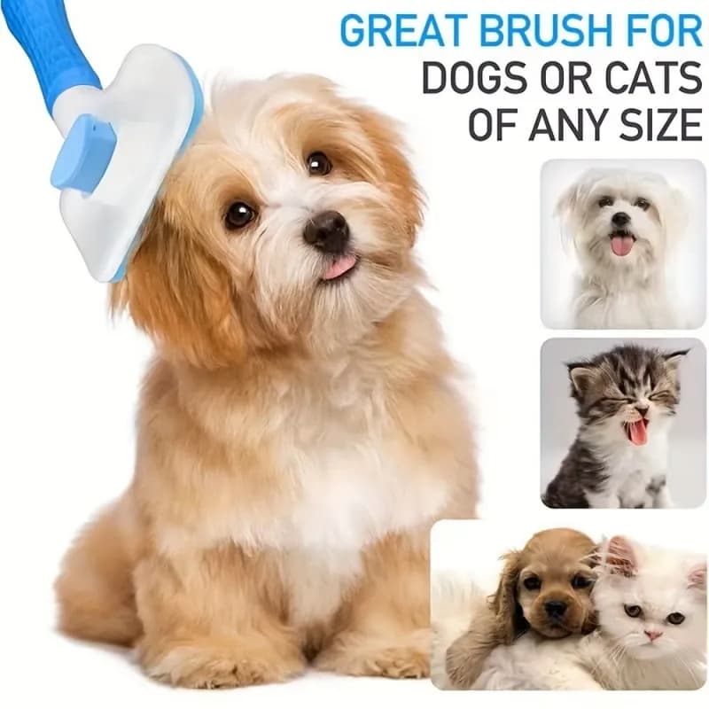 Spazzola autopulente per toelettatura animali domestici, pettine con pulsante a un clic per cani e gatti - Rimuove peli sciolti, nodi e grovigli, riduce la perdita di pelo, massaggio delicato per peli lunghi e corti con impugnatura ergonomica antiscivolo per animali domestici di piccola e grande taglia