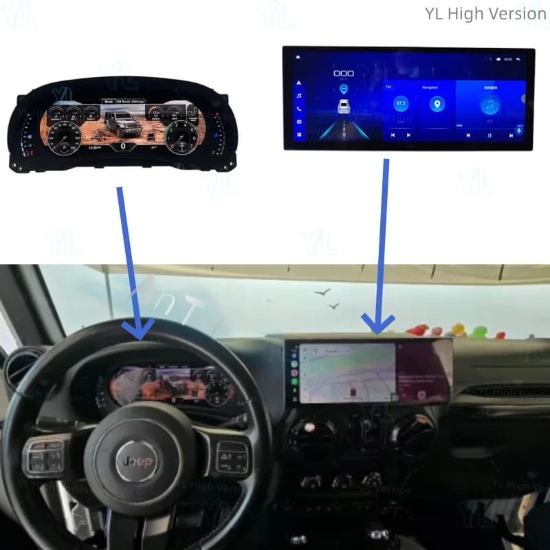 Android 13 12.3" Car Radio Multimedia Player GPS Stereo For Jeep Wrangler 3 JK 2011 2012 - 2017 LCD Digital Cluster Head Unit 4G