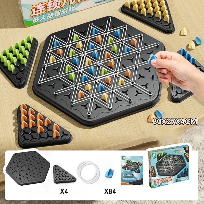 Interactive Chain Triggle Game - Rubber Band Chess Board Game Battle Set Toy For Family Party Gift