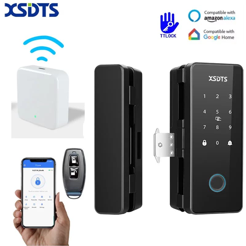 TT-Lock Smart Door Lock in vetro Bluetooth Biometrico Impronta digitale Password Card Serratura elettronica digitale reparti aziendali per ufficio