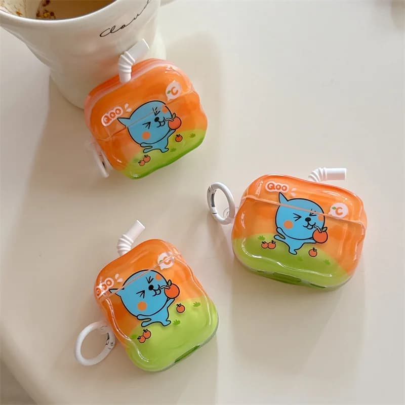 Custodia per auricolari con succo d'arancia carino goccia d'acqua per Apple Airpods Pro 3 4 2 Custodia per cuffie in silicone per Airpod 4 Auricolare Funda