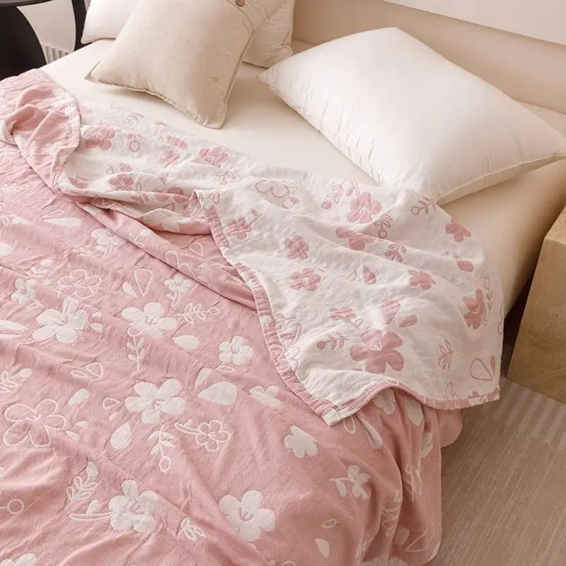 Coperta rinfrescante estiva per letto Queen King Size Coperta morbida in cotone a 3 strati per divano Copridivano Copriletto per trapunta da letto