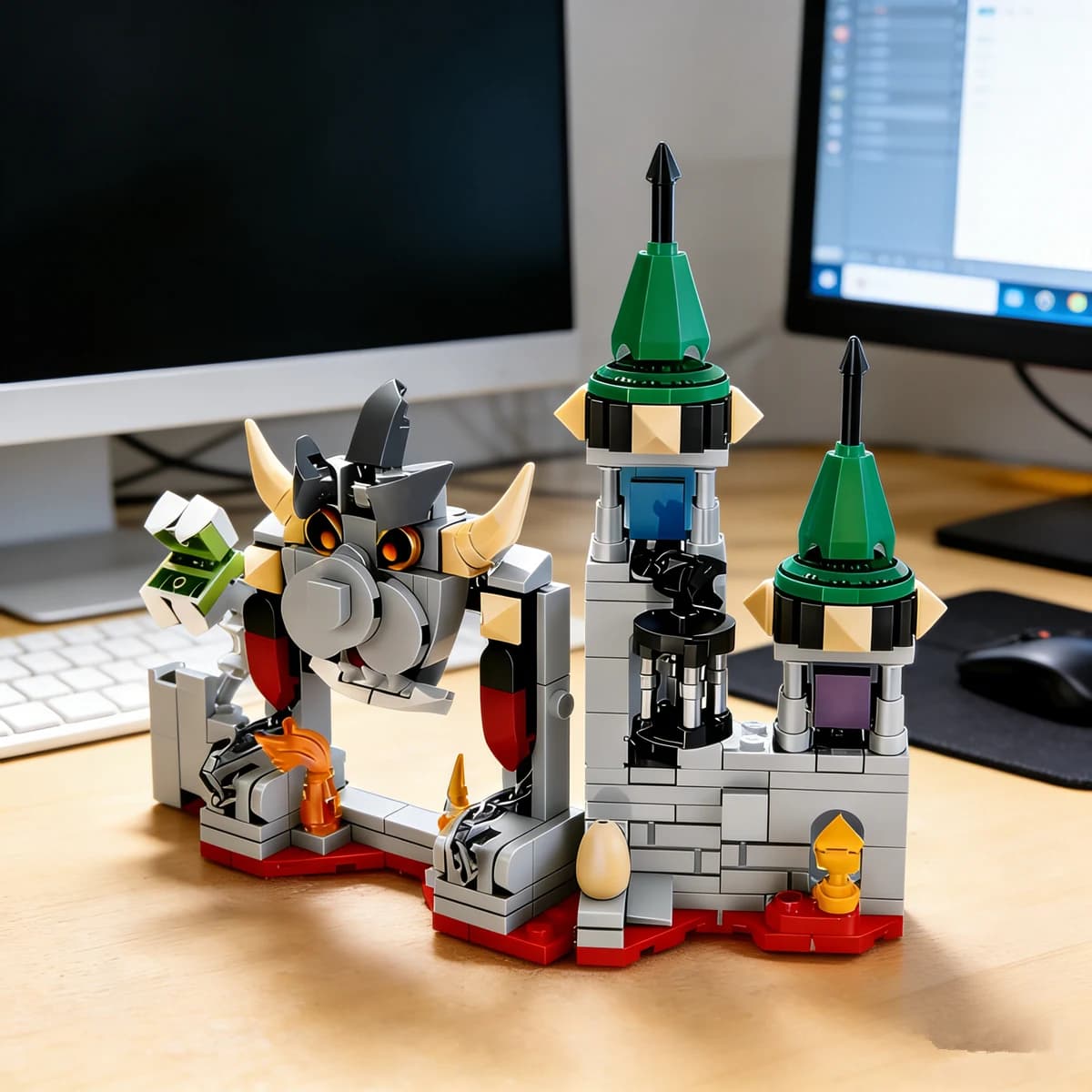 Gioco Boss Battle Monster Castle 64 Super Fungo Fratello Modello di battaglia Building Block Mattoni Set regalo Bambini