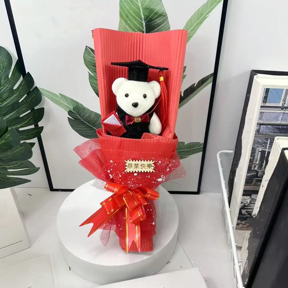 Grazioso Bouquet di Orsetti per la Laurea, Orsetto Simulato in Peluche, Bouquet Personalizzato per Celebrazioni, Decorazione per la Stanza