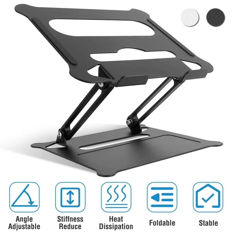 Supporto per Laptop in Alluminio Regolabile, Rialzo per Computer con Ventilazione, Elevatore per Notebook