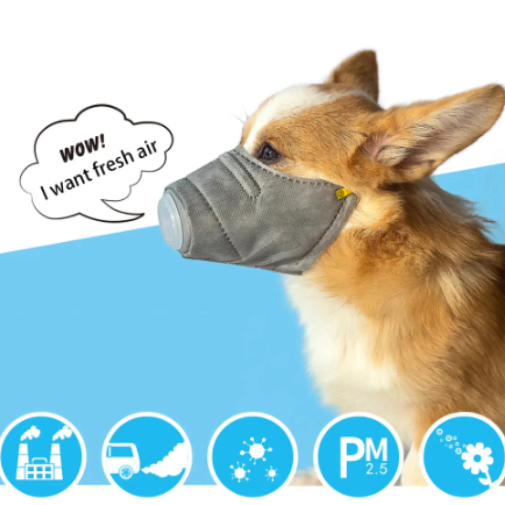 Maschera Morbida in Cotone per Animali Domestici, Antiappannamento e Antipolvere, Maschera Respiratoria con Filtro PM2.5 per Cani