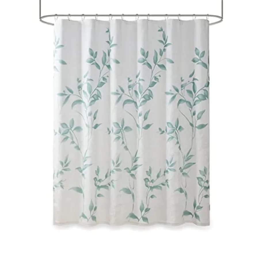 Tenda da Doccia Cecily con Stampa Lussuosa di Foglie Botaniche, Decorazione Moderna e Serena per il Bagno, Lavabile in Lavatrice, Schermo Privacy per Vasca 72x72