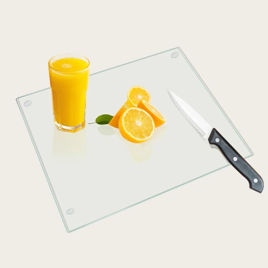 Tagliere in vetro temperato per tabellone in vetro trasparente per piano di lavoro con piedini antiscivolo resistenti al calore di piccole dimensioni 12x8" 1 pezzo