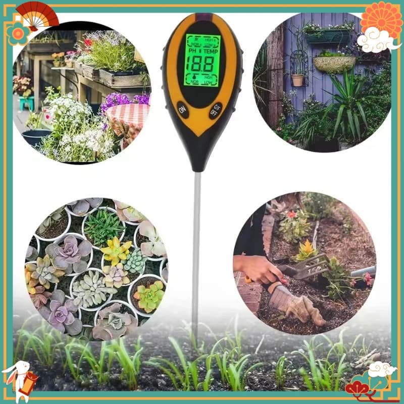 Multifunctional 4-in-1 Soil PH Meter Measure Moisture Temp Light Intensity Soil Acidity Test Tool For Farm & Gardening Use