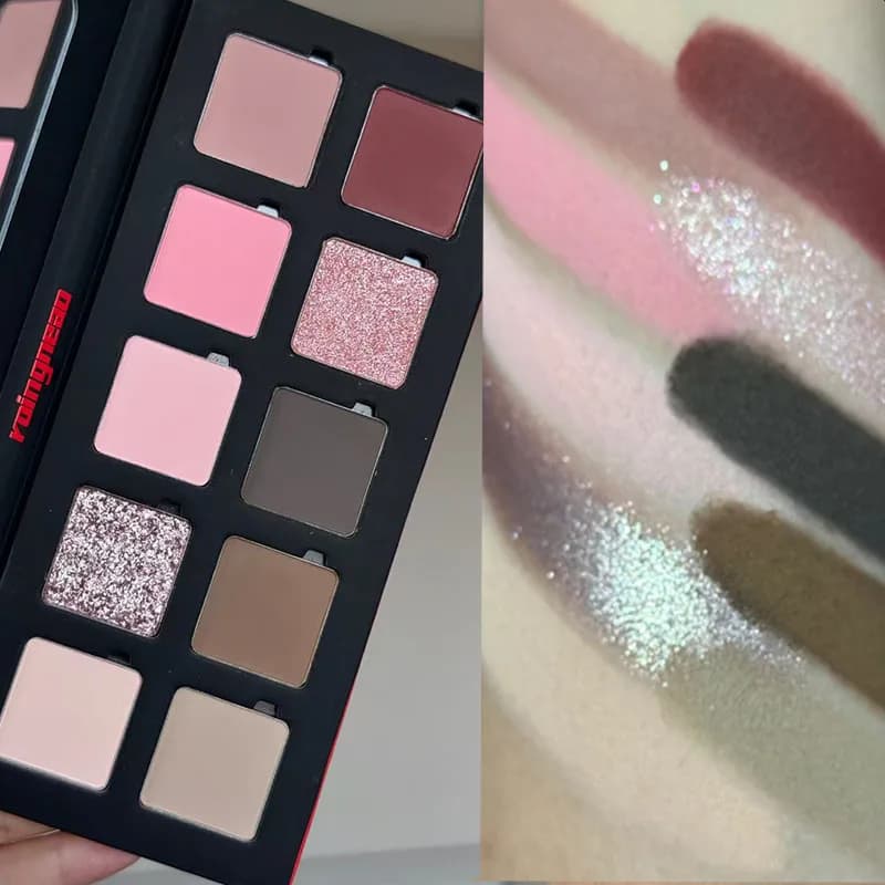 Palette Ombretti Roingneao 10 Colori Gotico Opaco Glitter Camaleonte Effetto Smoky Eye Alta Pigmentazione Fine Flash Lunga Durata Trucco Occhi 15g