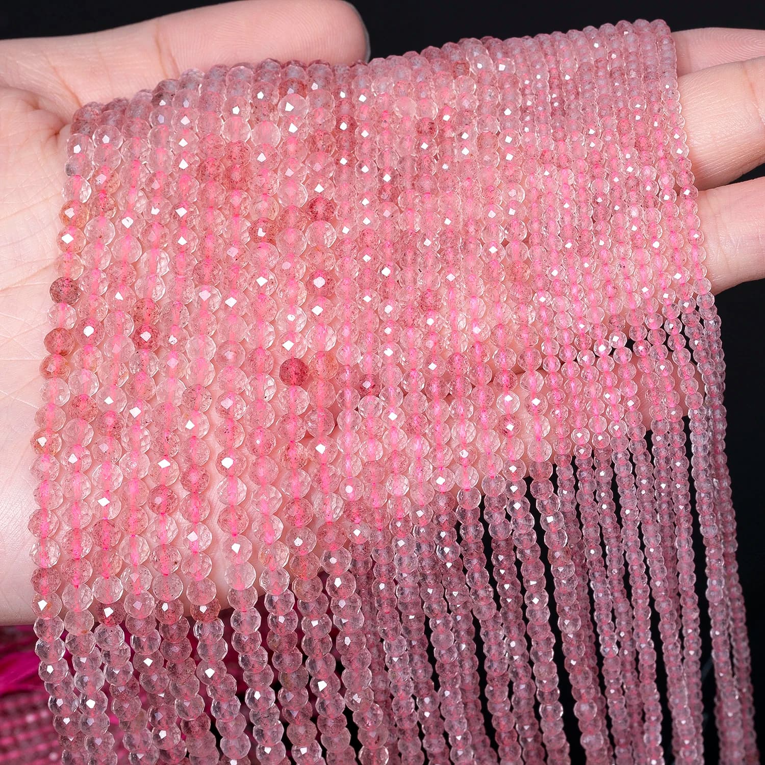 2 3 4mm naturale sfaccettato rosa fragola quarzo gemma perline di pietra perline minerali per creazione di gioielli braccialetto fai da te collana accessorio