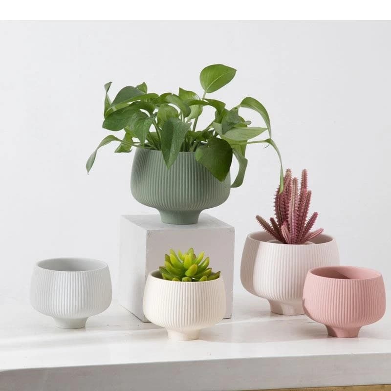 Strisce multicolori Vaso in ceramica Piante in vaso Vasi da fiori Vasi decorativi Decorazione da scrivania Fiori artificiali Disposizione floreale