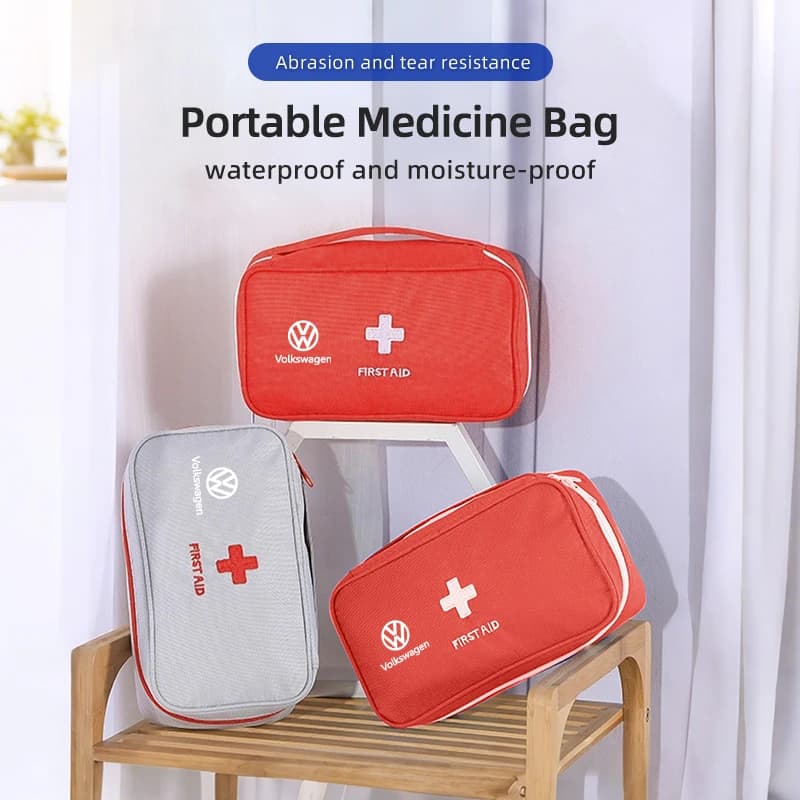 Borsa per medicinali portatile per auto Kit di pronto soccorso Borsa da viaggio per Volkswagen VW Jetta Golf Beetle CC EOS GTI MK2 MK4 MK5 MK6 MK7