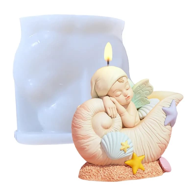 Stampo in Silicone a Forma di Conchiglia Marina, Corallo, Angelo, Ragazza, per Candele, Sapone, Resina, Gesso, Cioccolato, Decorazioni Fai da Te, Artigianato