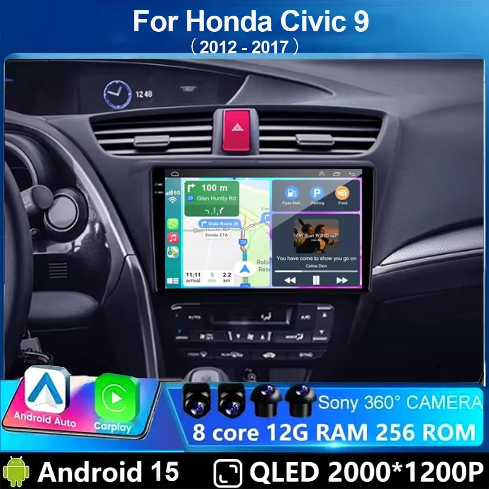 Android 15 For Honda Civic 9 FK FB 2012 - 2017 Car Radio Carplay Multimedia Video Player Navigation Stereo GPS DSP IPS 4G WIFI