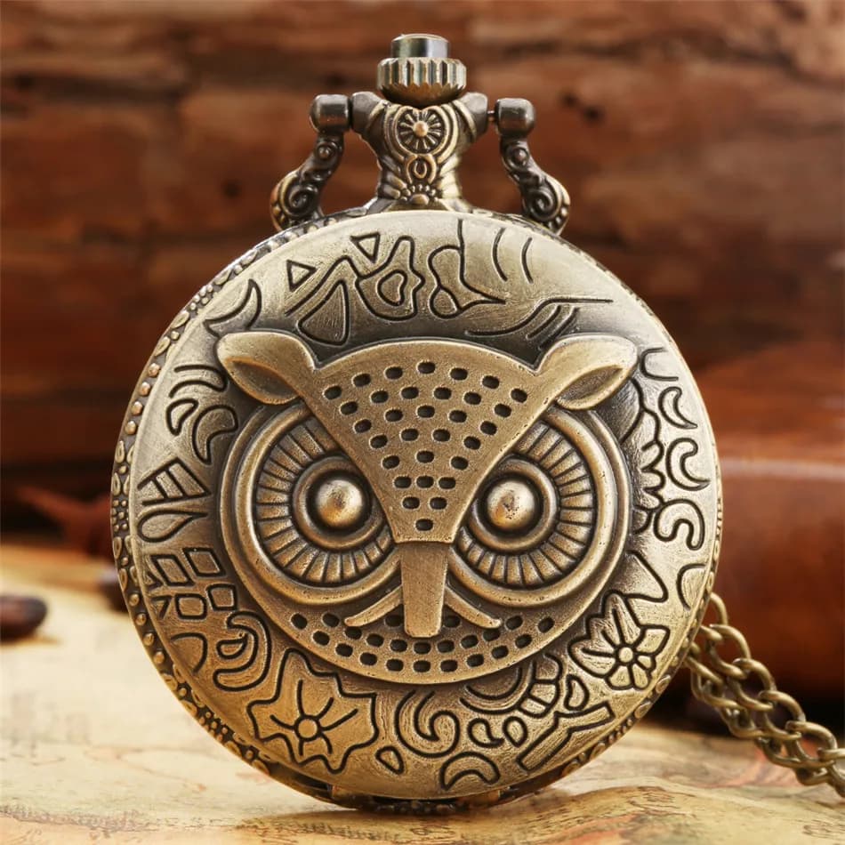 Vintage bronzo fine sleeping uomo collana quarzo orologio da tasca catena orologio uomo donna