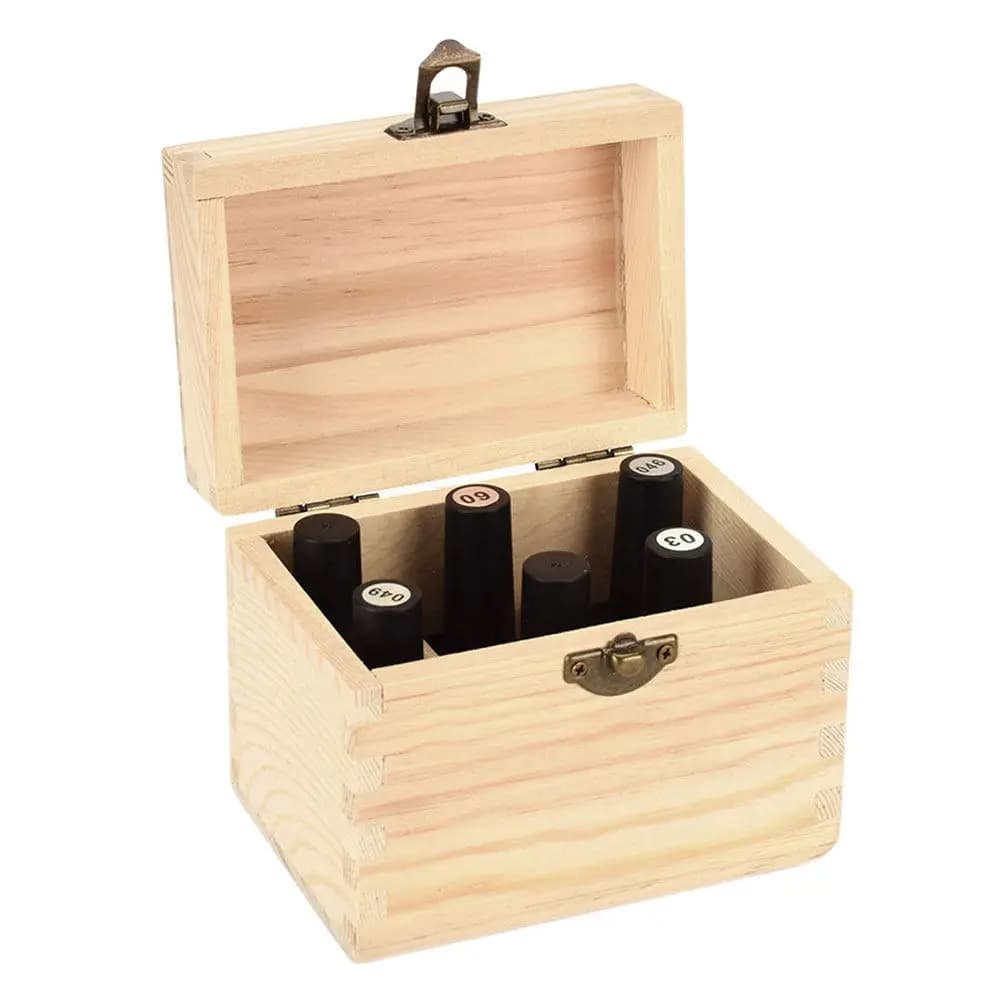 Set of 2 Polish Wood Organizers with 6 Departments, Essential Oil Container, for Aromatherapy, Home, Office and Beauty Products