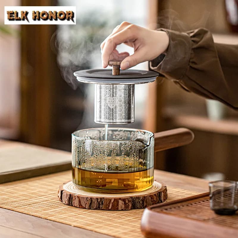 730 ml Magnet Adsorbs Filter Cover Glass Side Handle Heat Resistant Pentola Water Heat Resistant Ceramic Electric Foil Teapot