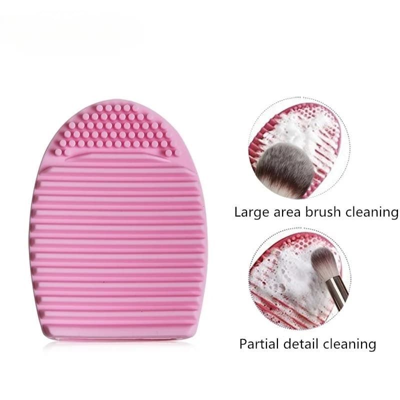 Pink Silicone Makeup Brush Detergent - Egg Shaped Fast Cleaning Tool with Structured Surface, Scent and Durable for Daily Brushes Ca