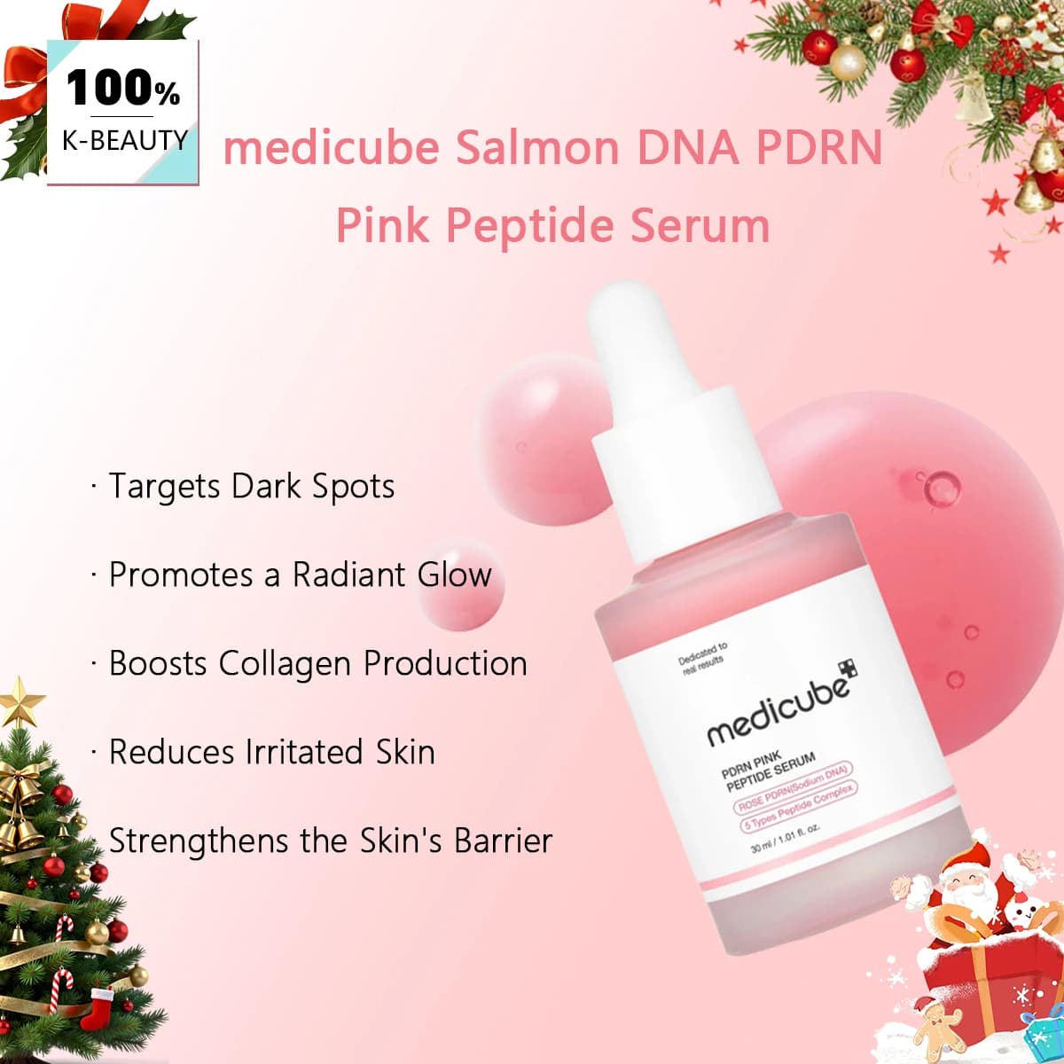 Medicube Salmon DNA PDRN Siero peptidico rosa, Texture del siero, Ingredienti riparatori complessi, Lifting e rassodante, K-Beauty, Trucco coreano