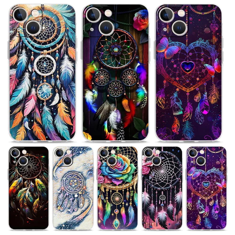 Soft TPU Transparent Phone Case Cover for iPhone 17 16 15 14 13 12 11 Pro Max 17 Air 7 8 Plus Shell Cute Mandala Dreamcatcher