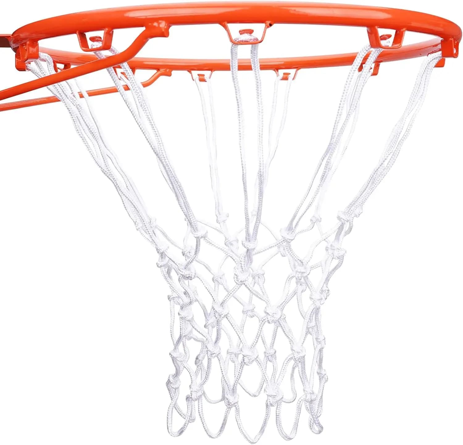 Rete da basket resistente per sostituzione, anti-impennaggio per tutte le condizioni atmosferiche, 12 anelli, bianca, adatta a cerchi standard