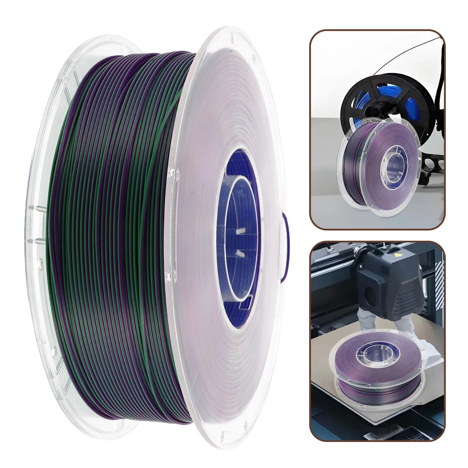 1 Rotolo di Filamento PLA Tricolore da 1,75mm per Stampante 3D, Colori Vivaci e Brillanti, Lunghezza Estesa, Materiale Affidabile, Stampe Precise, Ideale per Principianti