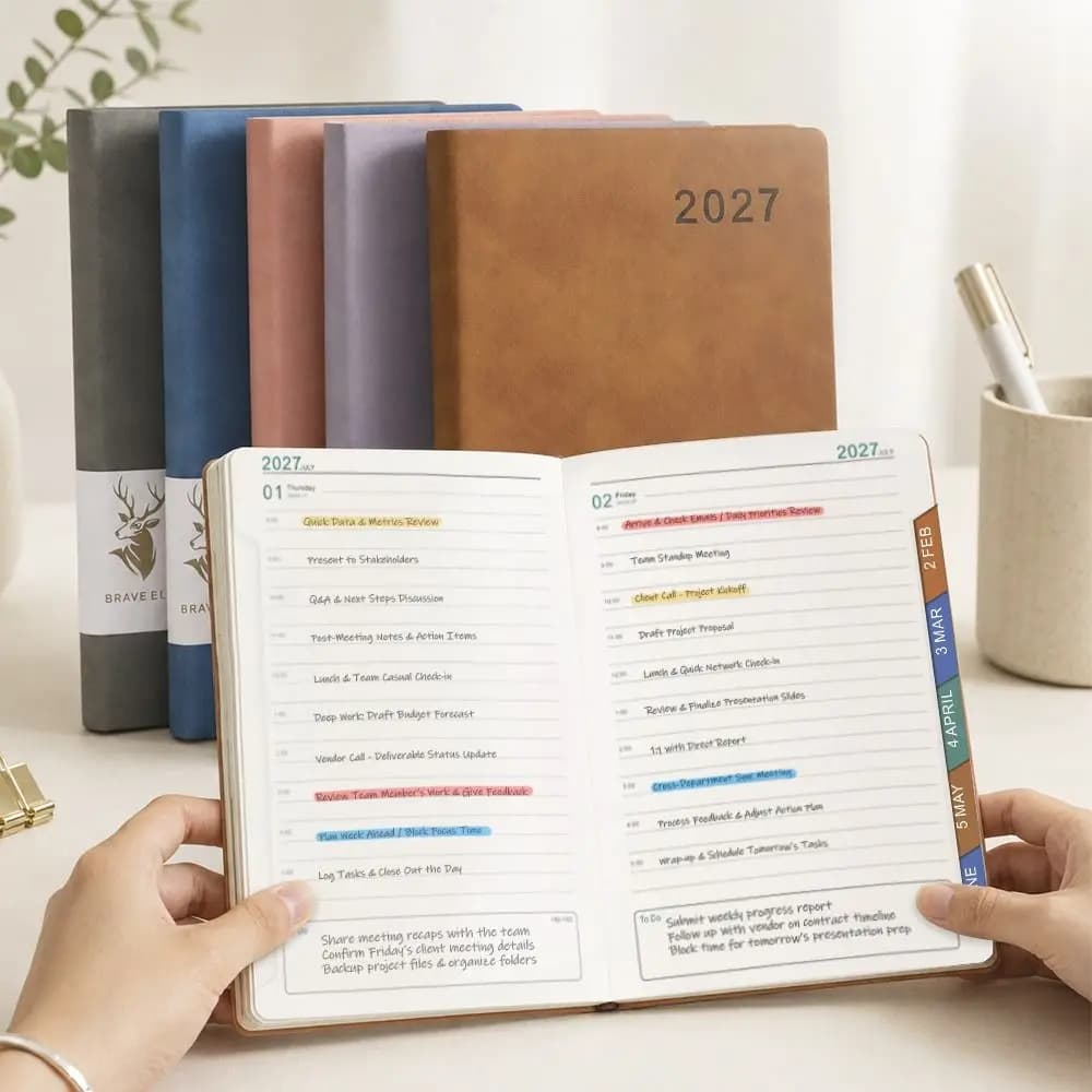 English 2027 Schedule Planner Notepad Wear-resistant Efficiency To-do List Notebook Portable 12 Months