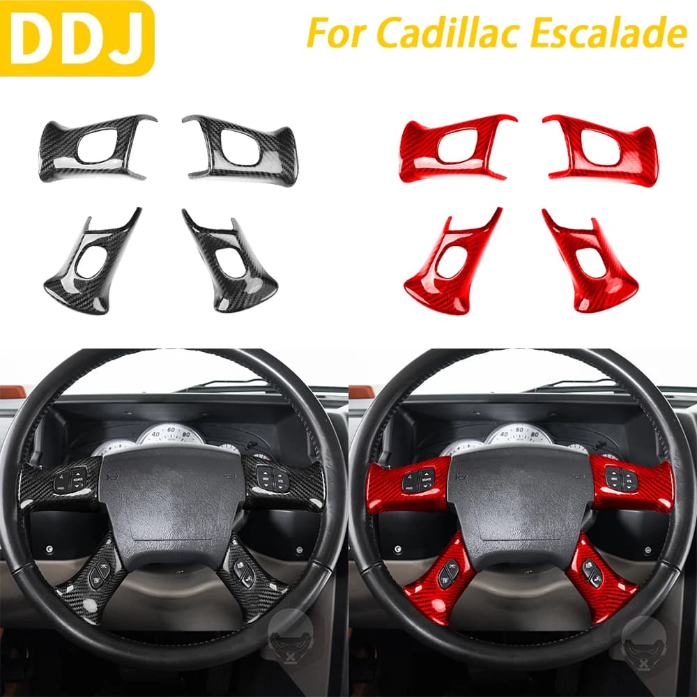 For Cadillac Escalade 2003-2006 Accessories Vera Carbon Fiber Interior Auto Flyer Button Cover Edit Decorative
