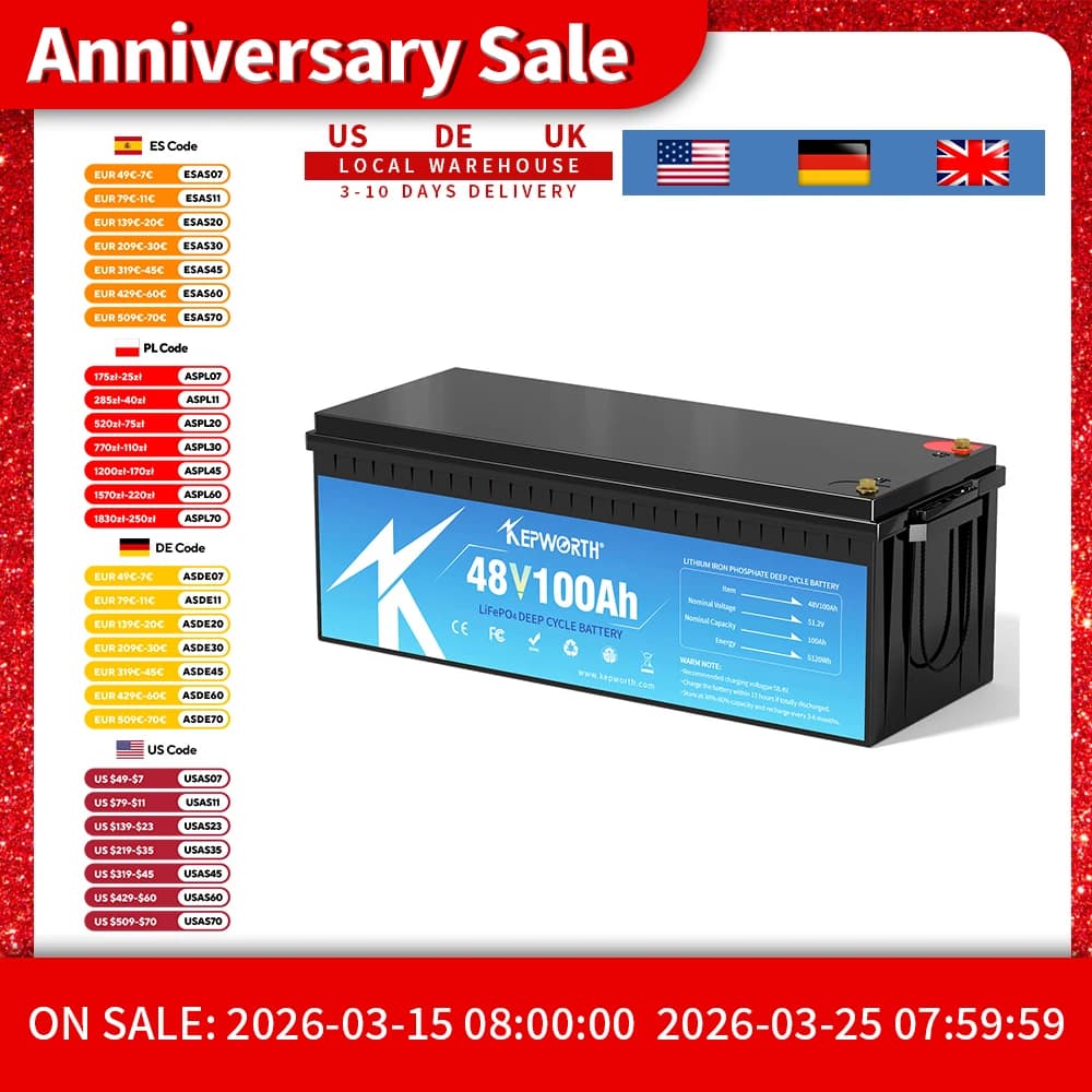 Batteria LiFepo4 da 48 V 100 Ah con BMS Bluetooth da 200 A, durata di 10 anni, perfetta per carrelli da golf, barche, motore da traina, tosaerba